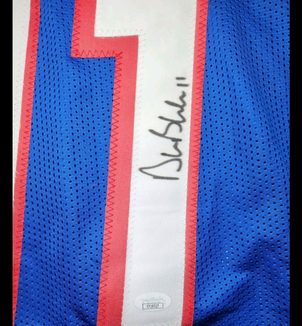 Drew Bledsoe New England Patriots Autographed Stitched Custom Blue Jersey - JSA