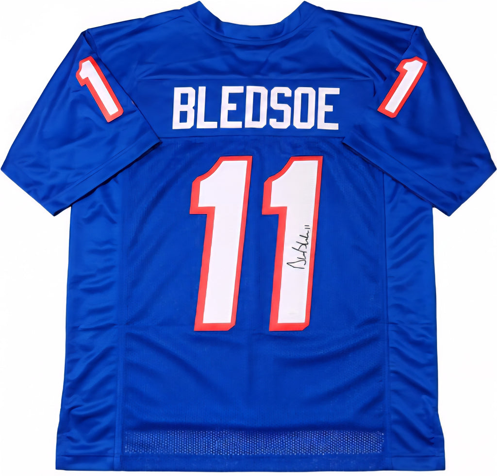 Drew Bledsoe New England Patriots Autographed Stitched Custom Blue Jersey - JSA