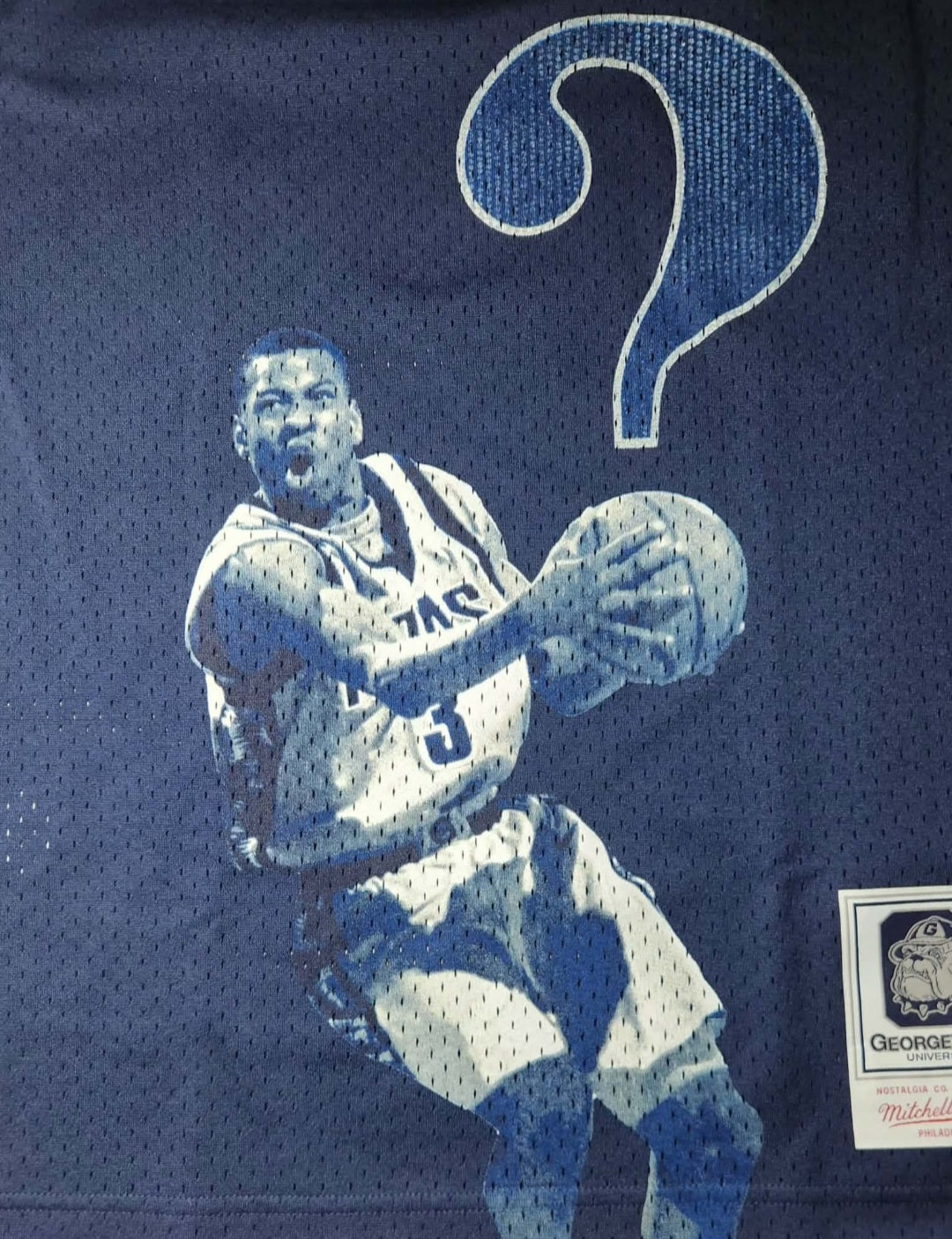 Allen Iverson Autographed Mitchell & Ness Georgetown Hoyas "The Answer" Replica Navy Blue Jersey - Leaf
