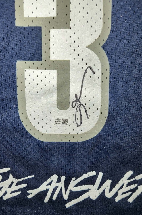 Allen Iverson Autographed Mitchell & Ness Georgetown Hoyas "The Answer" Replica Navy Blue Jersey - Leaf