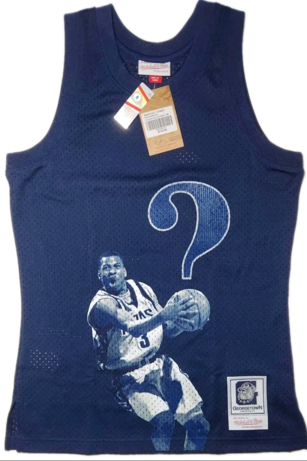 Allen Iverson Autographed Mitchell & Ness Georgetown Hoyas "The Answer" Replica Navy Blue Jersey - Leaf