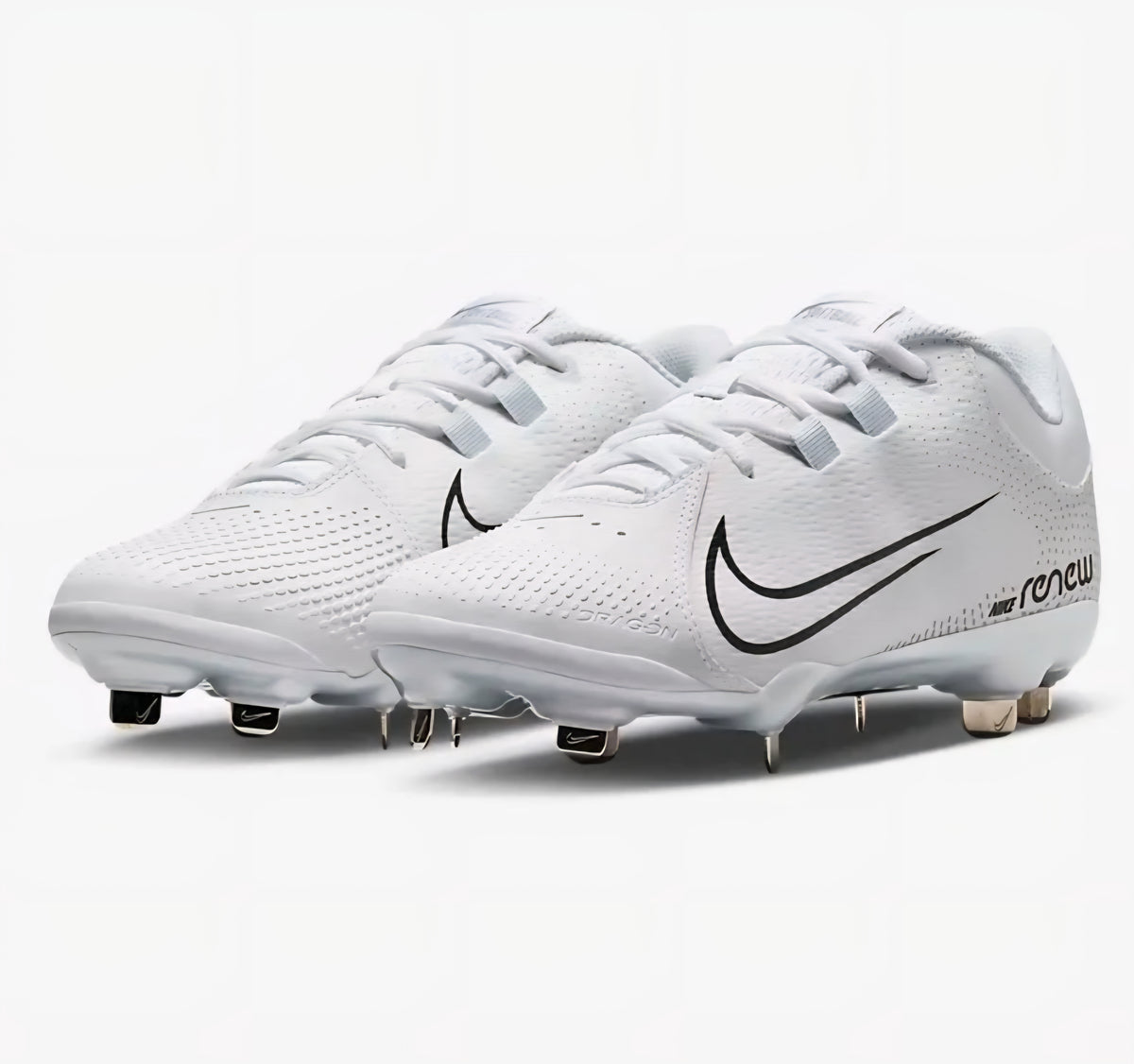 Nike Women's Hyperdiamond 4 Pro Metal in the Wolf White / Pure Platinum / Black colorway Softball/ Baseball Cleats (Copy)