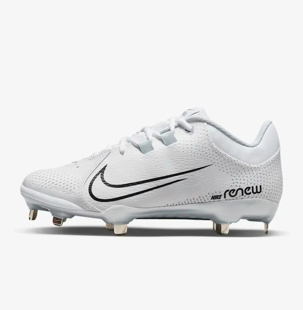 Nike Women's Hyperdiamond 4 Pro Metal in the Wolf White / Pure Platinum / Black colorway Softball/ Baseball Cleats (Copy)