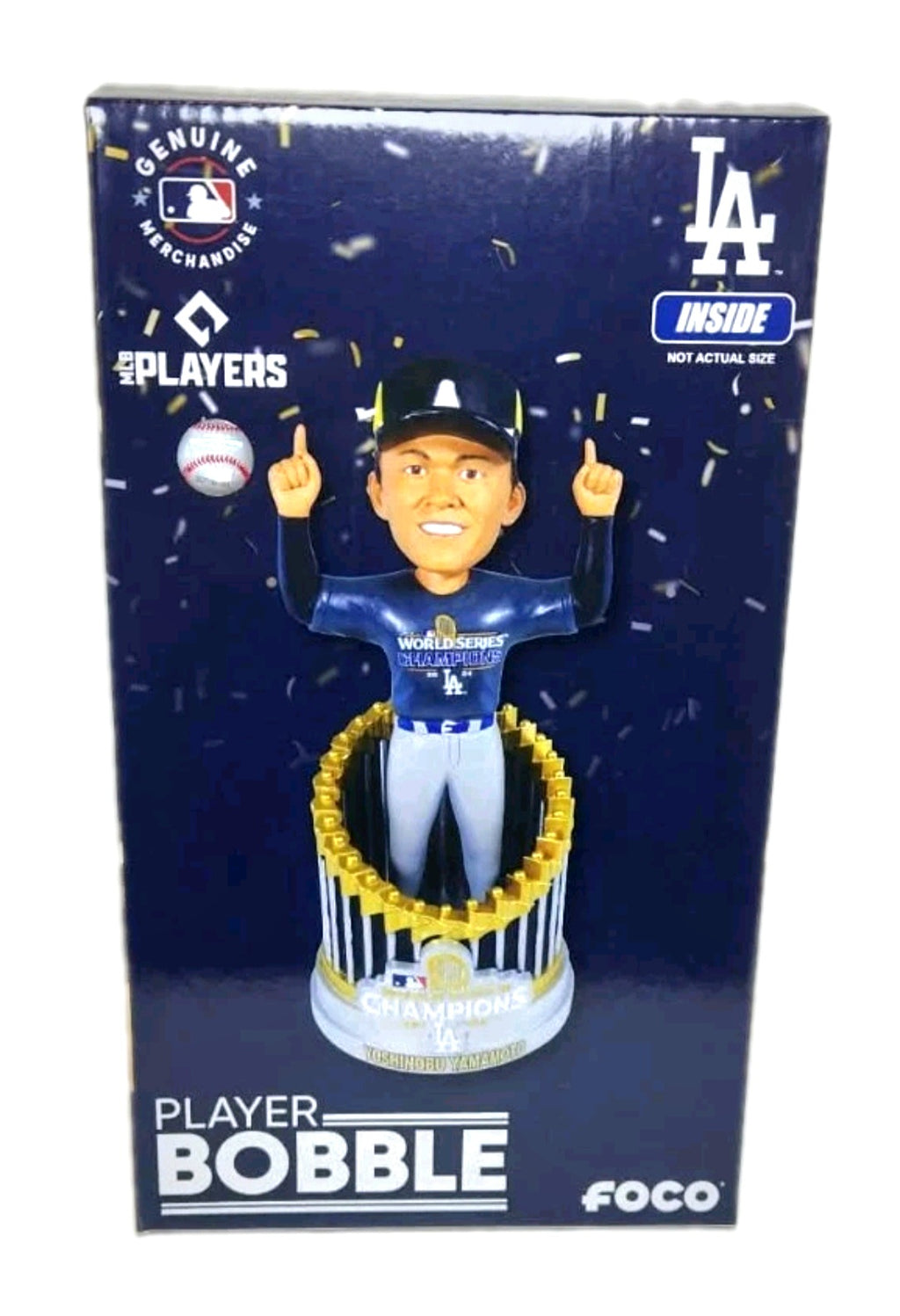Yoshinobu Yamamoto Los Angeles Dodgers FOCO 2024 World Series Champions 8" Fanatics Exclusive Player In Trophy Bobblehead Champions" Legends of the Diamond" Limited Edition Bobblehead