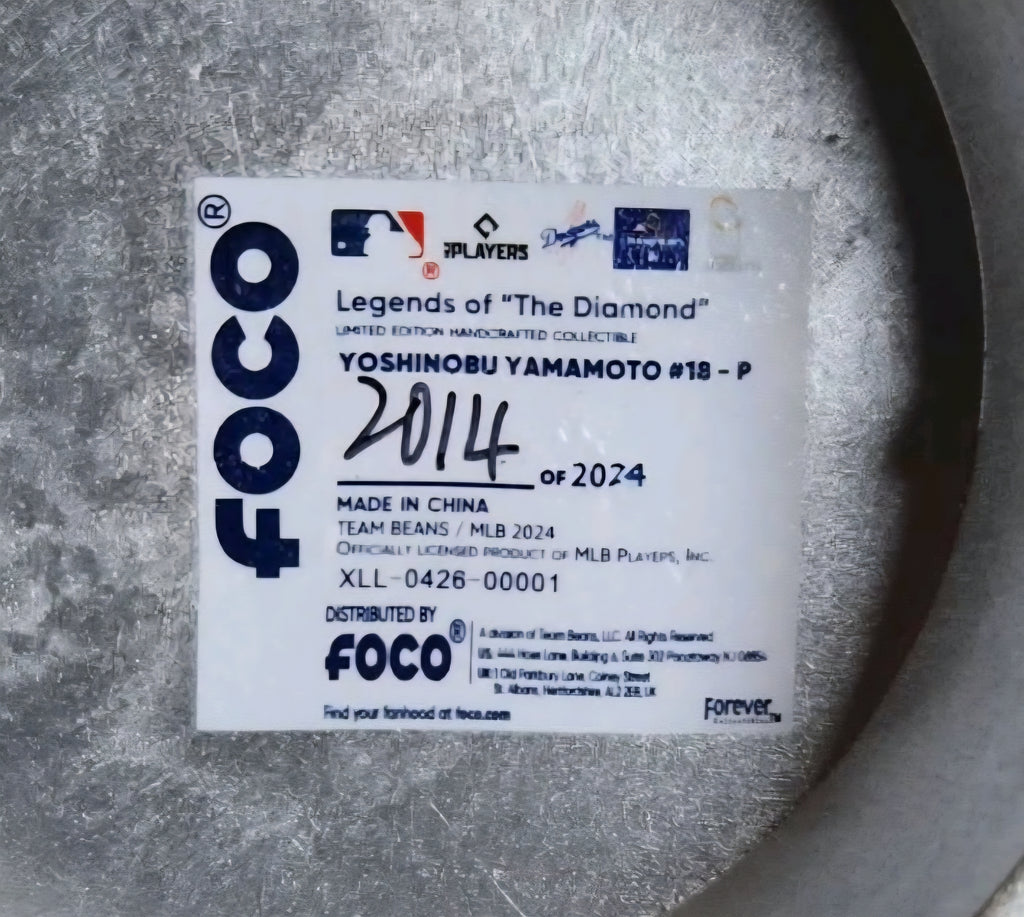 Yoshinobu Yamamoto Los Angeles Dodgers FOCO 2024 World Series Champions 8" Fanatics Exclusive Player In Trophy Bobblehead Champions" Legends of the Diamond" Limited Edition Bobblehead