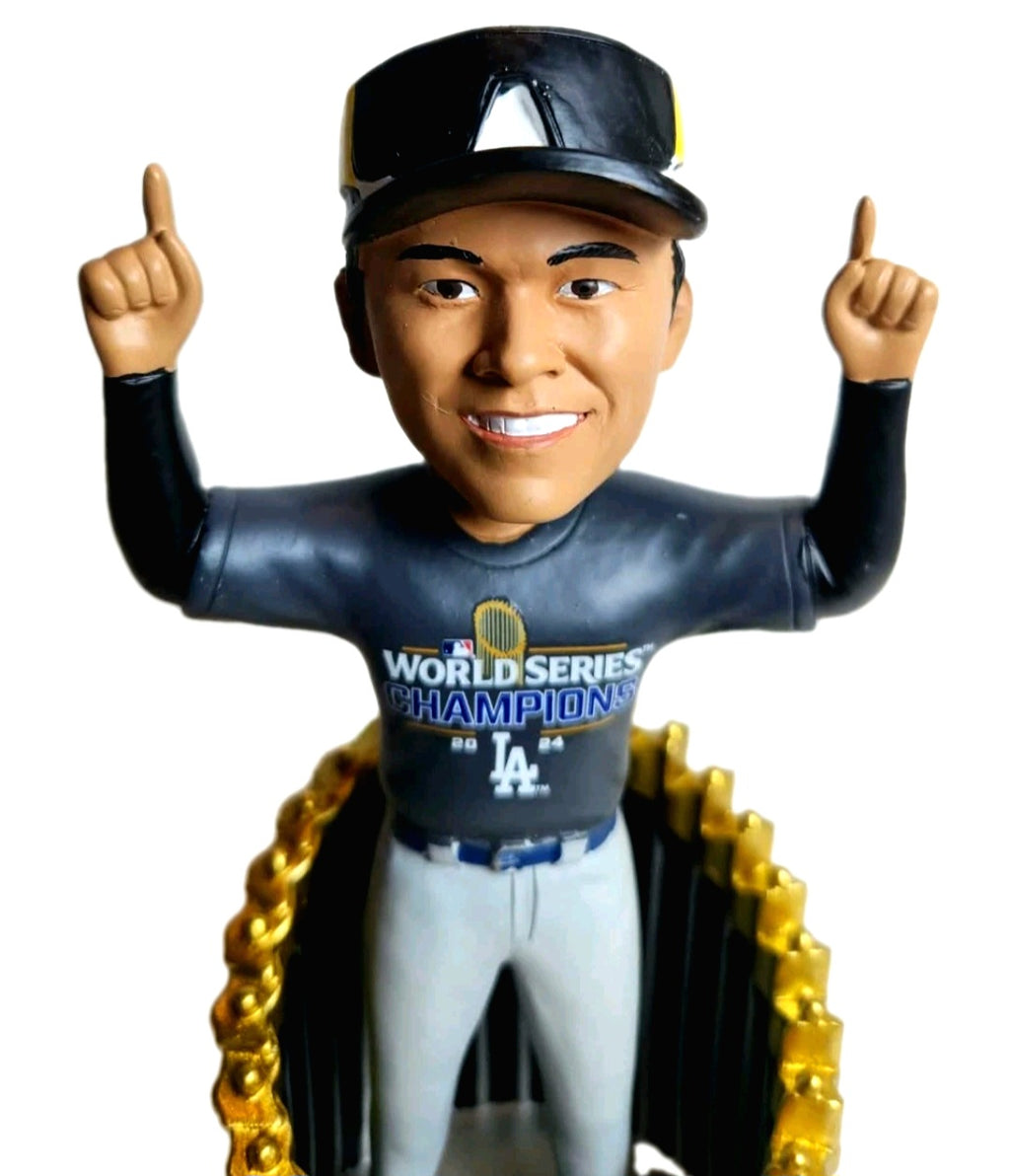 Yoshinobu Yamamoto Los Angeles Dodgers FOCO 2024 World Series Champions 8" Fanatics Exclusive Player In Trophy Bobblehead Champions" Legends of the Diamond" Limited Edition Bobblehead