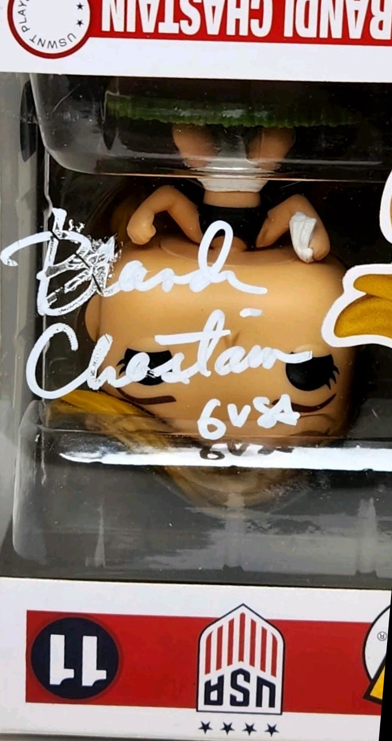 Brandi Chastain 1 of 1 Autographed/ Inscribed "6 USA" #11 Funko Pop Vinyl Figure - Beckett