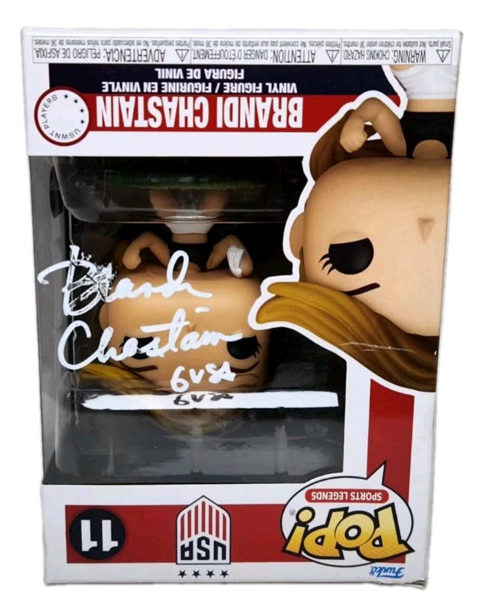 Brandi Chastain 1 of 1 Autographed/ Inscribed "6 USA" #11 Funko Pop Vinyl Figure - Beckett