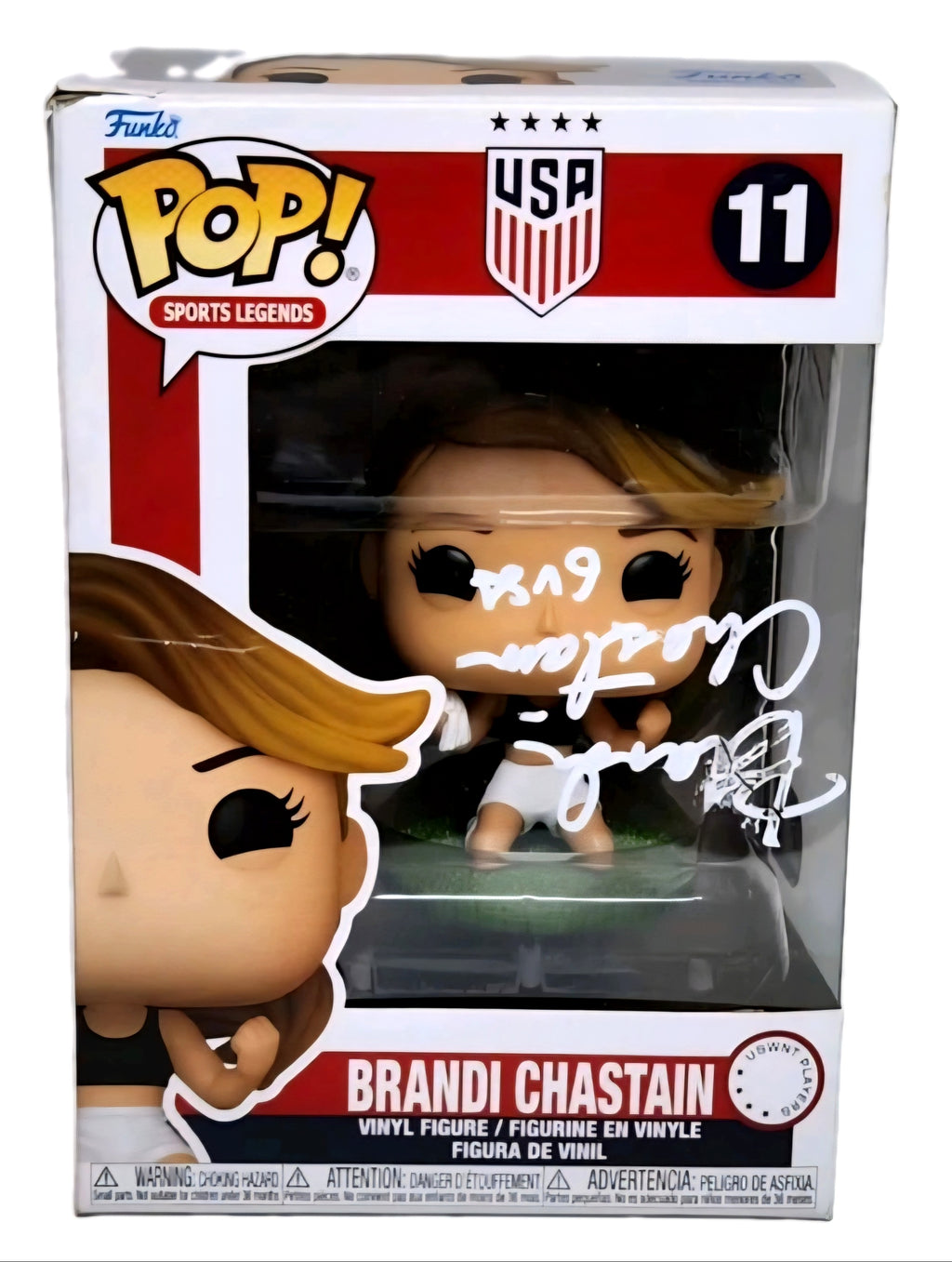 Brandi Chastain 1 of 1 Autographed/ Inscribed "6 USA" #11 Funko Pop Vinyl Figure - Beckett