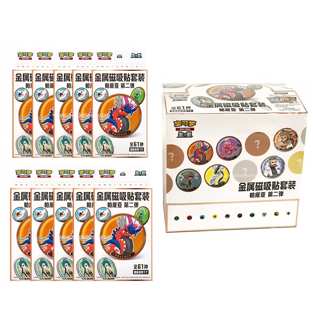 Pokémon TCG Simplified Chinese Paldea Metal Magnet Coin Set Vol. 2. (Sealed Full Box set)