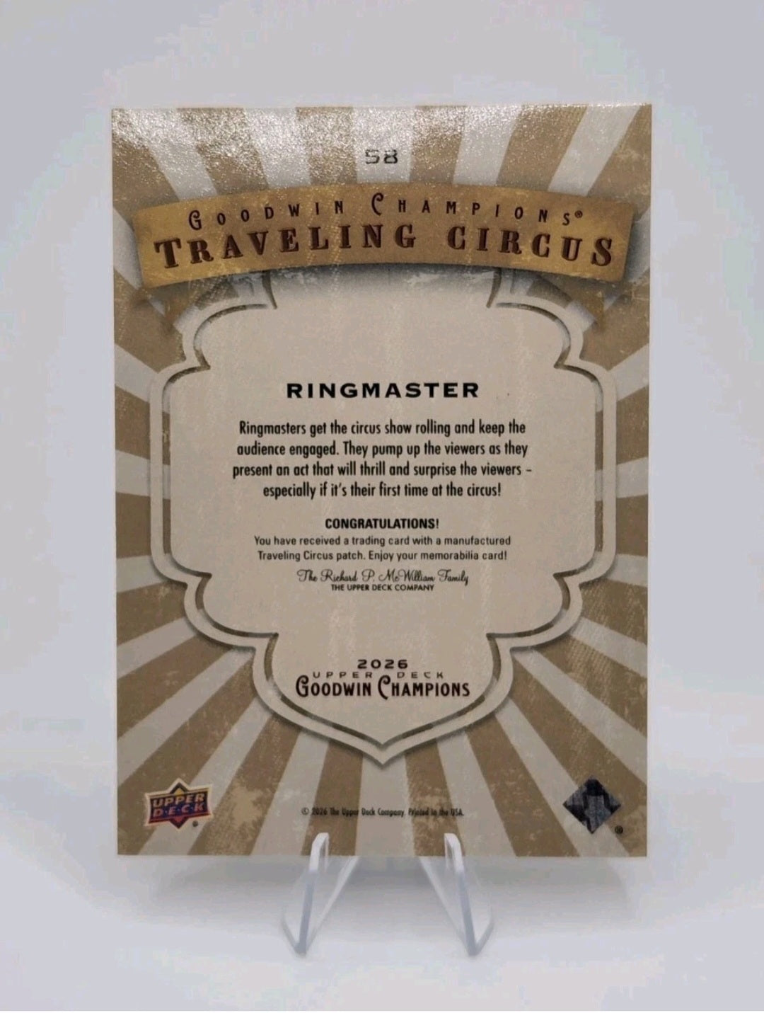 Ringmaster - 2026 Upper Deck Goodwin Champions Traveling Circus Relic Patch Card