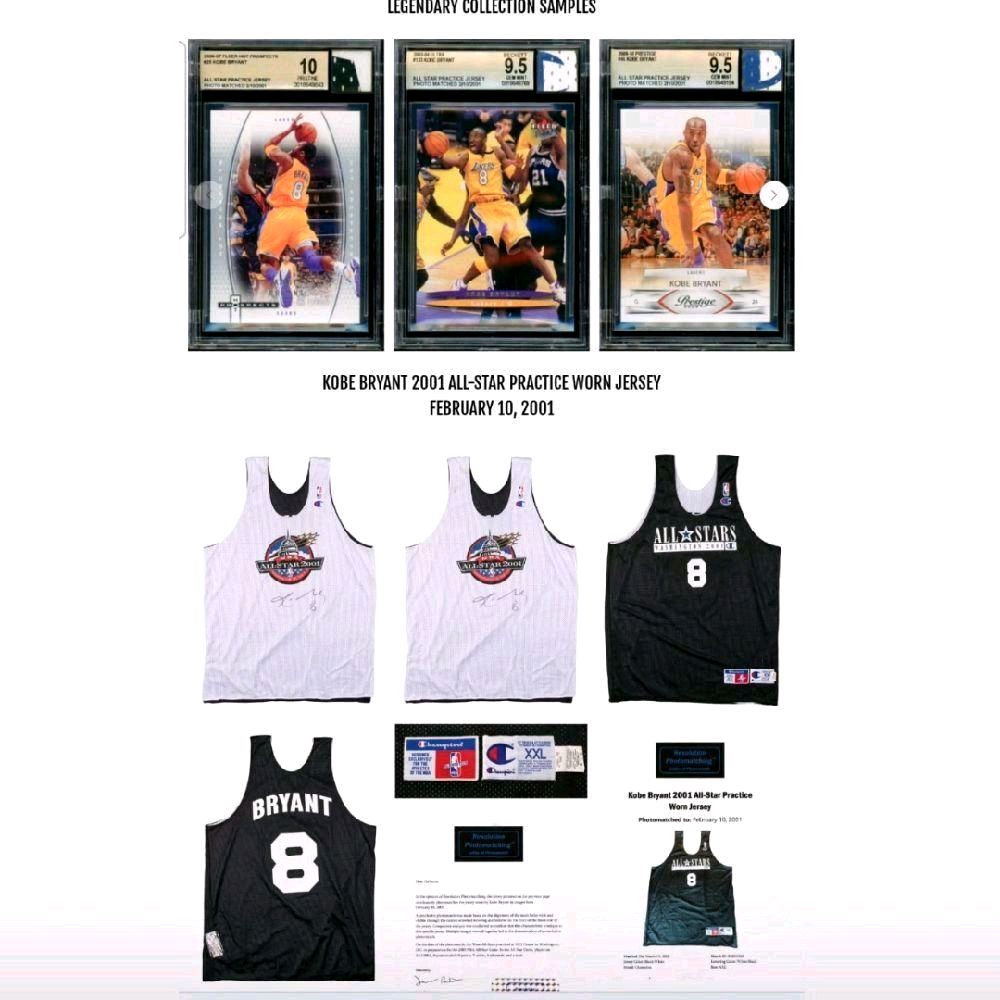 Kobe Bryant Jersey Fusion Legendary Authentic Collection All-Star Practice Jersey Photo Match 2/10/2001 Fleer Premium Card