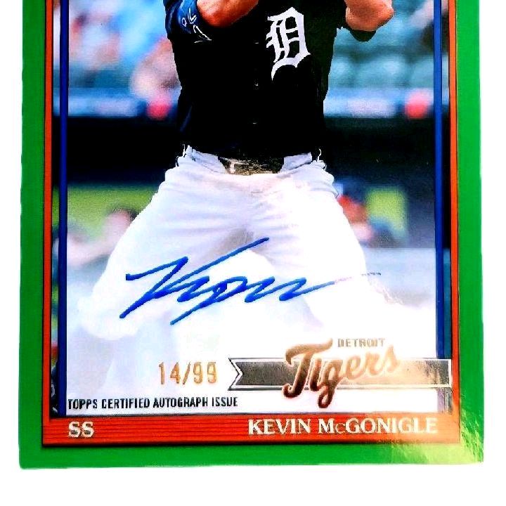 Kevin McGonigle Detroit Tigers 2026 Topps Series 2 "Topps 75 Years of Baseball Anniversary Green Autographed 14 of 99 Rookie Card