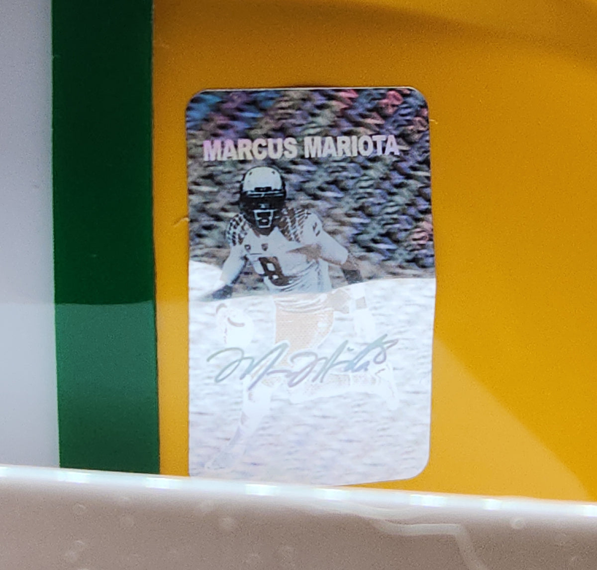 Marcus Mariota Throwback Oregon Ducks Autographed Riddell Mini Helmet - Marcus Mariota Authenticated Services