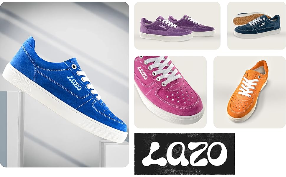 Lazo Women's Hypernova Sneaker Blue Suede Colorway On White Laces and Rubber Sole