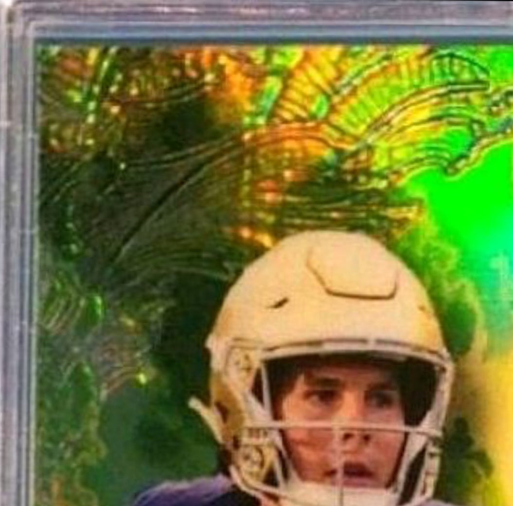 Riley Leonard Notre Dame - 2024 Wild Card "7 Card Studs Heart" 3 of 3 Green Prizm PRC Rookie Card