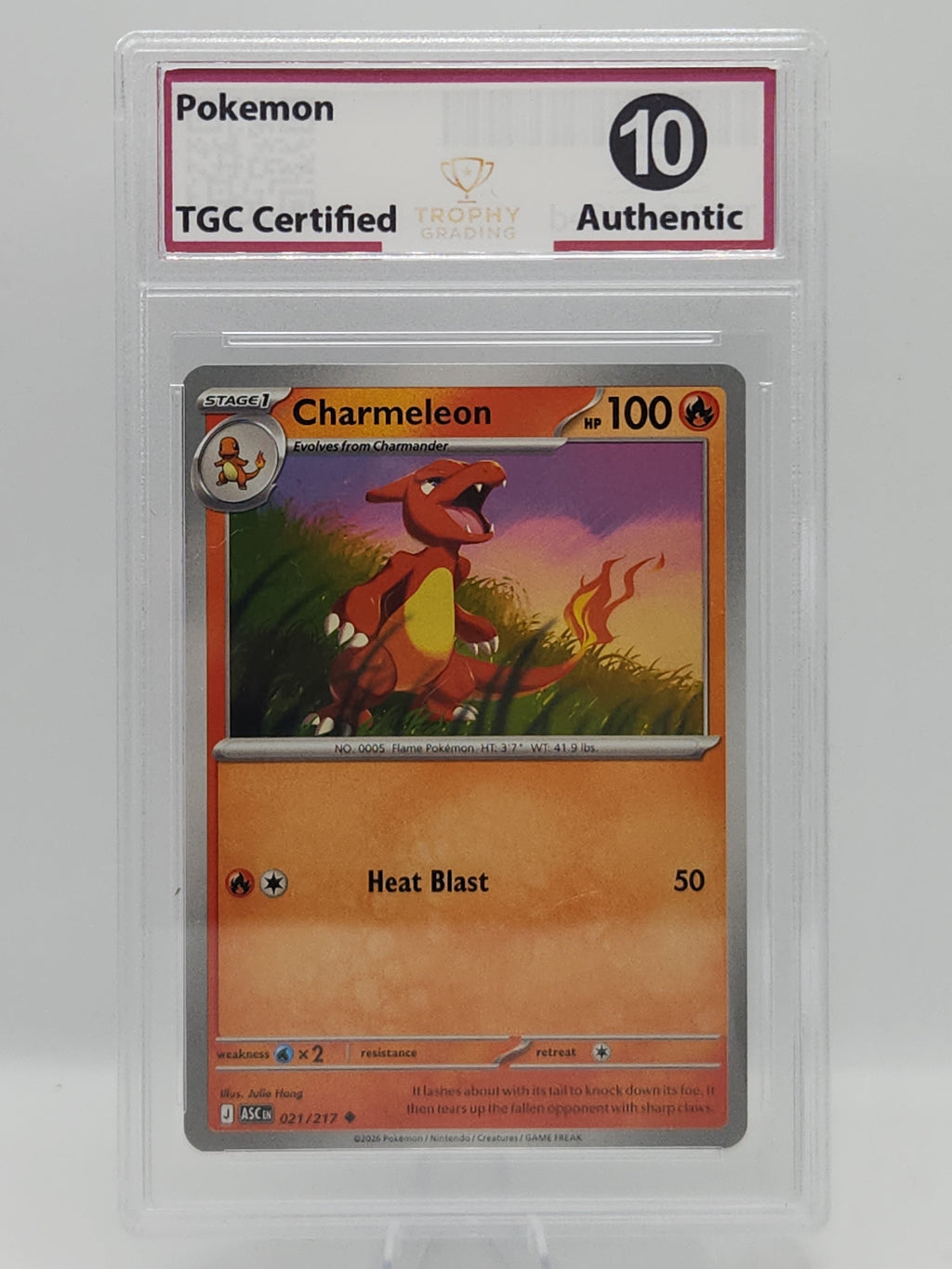 Charmeleon Scarlet & Violet #021/217 English Uncommon Regular, 2026 Pokémon (TGC GEM-MT 10)