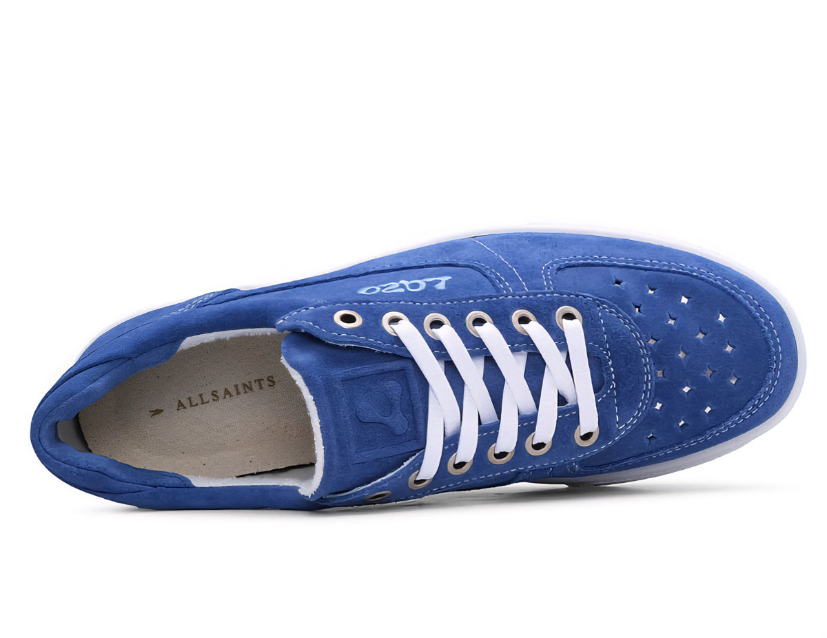 Lazo Women's Hypernova Sneaker Blue Suede Colorway On White Laces and Rubber Sole
