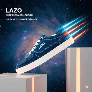 Lazo Women's Hypernova Sneaker Blue Suede Colorway On White Laces and Rubber Sole