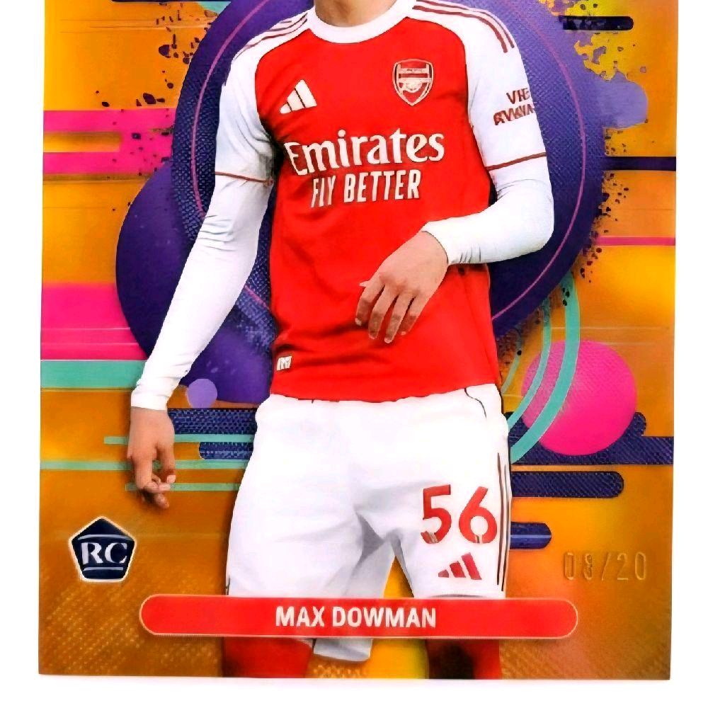 Max Dowman Arsenal FC 2025-26 Topps Finest Premier League "Orange Refractor" Parallel (Ultra Rare Numbered To Only 5 of 20) Card