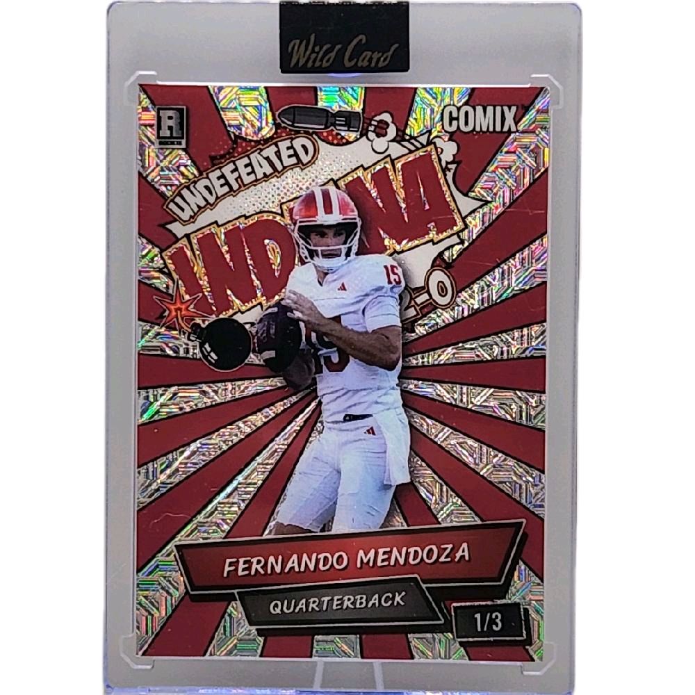 Fernando Mendoza Indiana Hoosiers 1 of 3 - 2025 Wild Card Alumination Comix Football "Undefeated Indiana 12-0 Mojo" Sealed Card