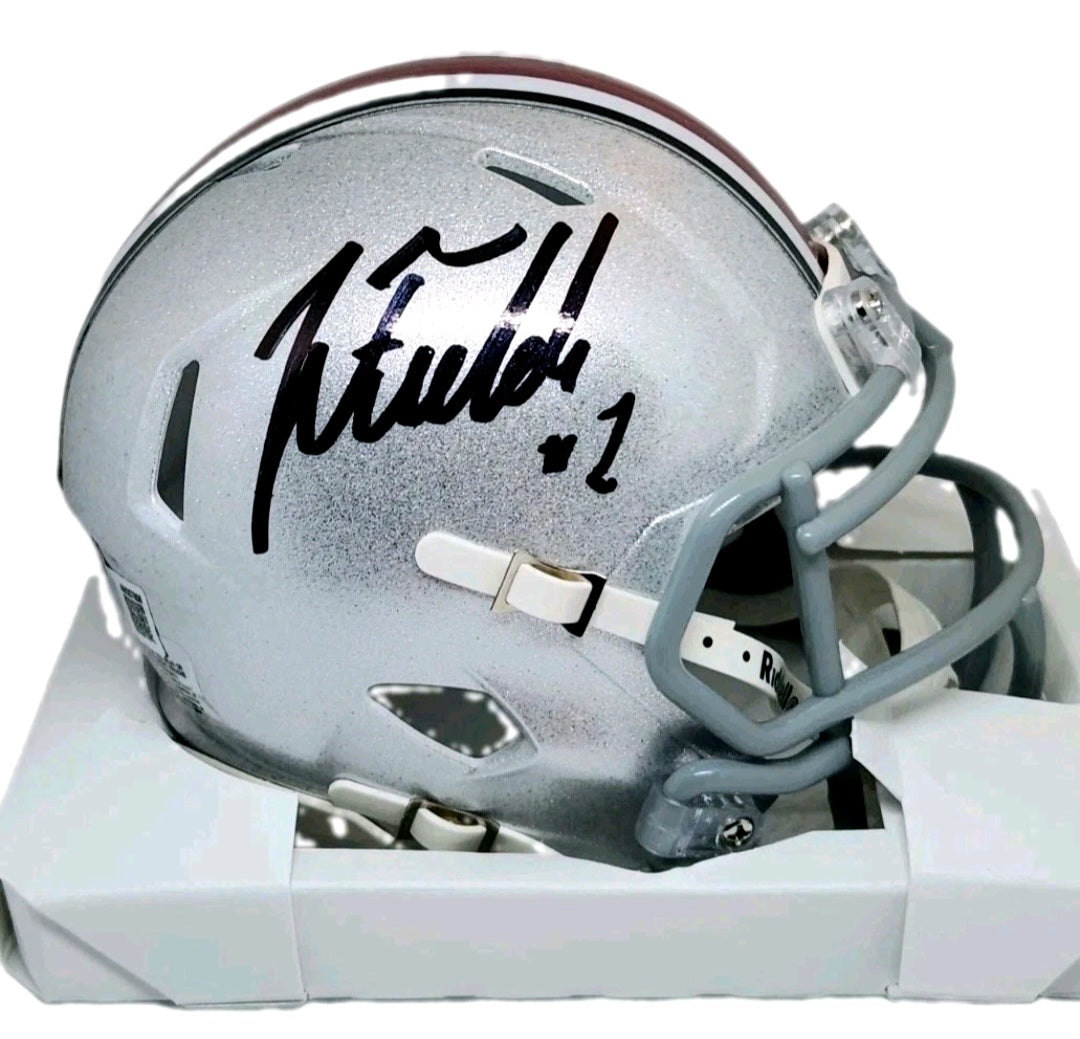 Justin Fields Ohio State University Autographed Riddell Speed Helmet - Beckett