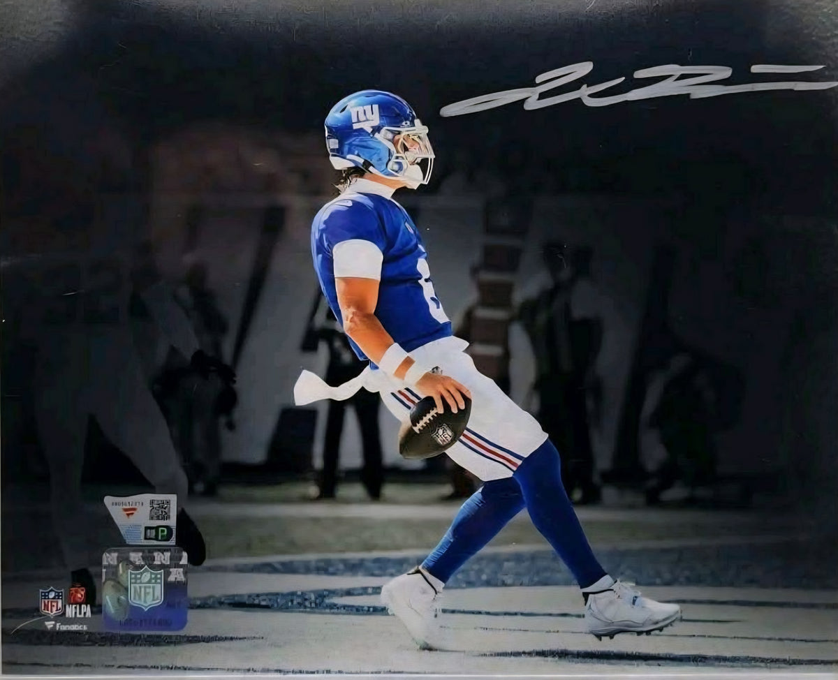 Jaxson Dart 1st NFL TD Spotlight Autographed New York Giants 8"X10" Professional Photo (Fanatics Certified)