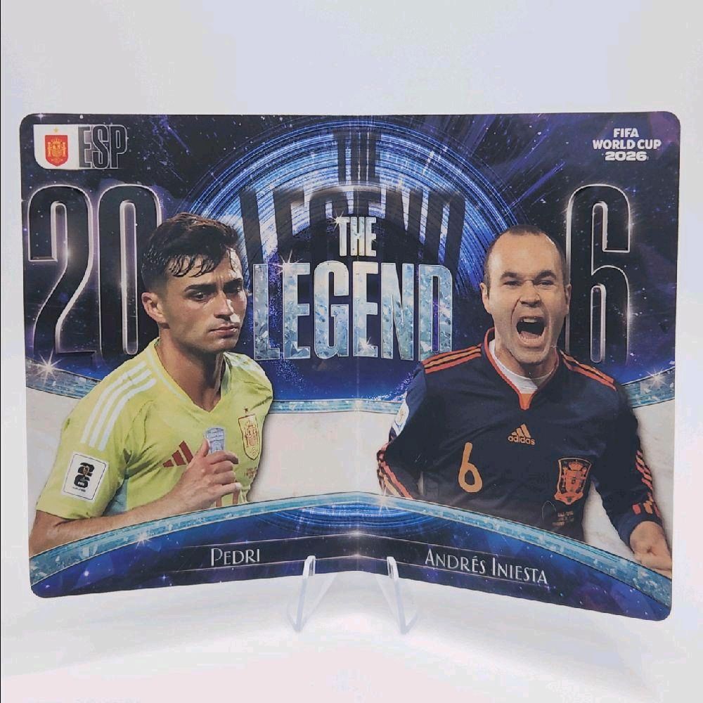 Pedri / Andres Iniesta Spain National Team (World Champions!) 2026 Panini FIFA World Cup "THE LEGEND" Short Print Booklet Card