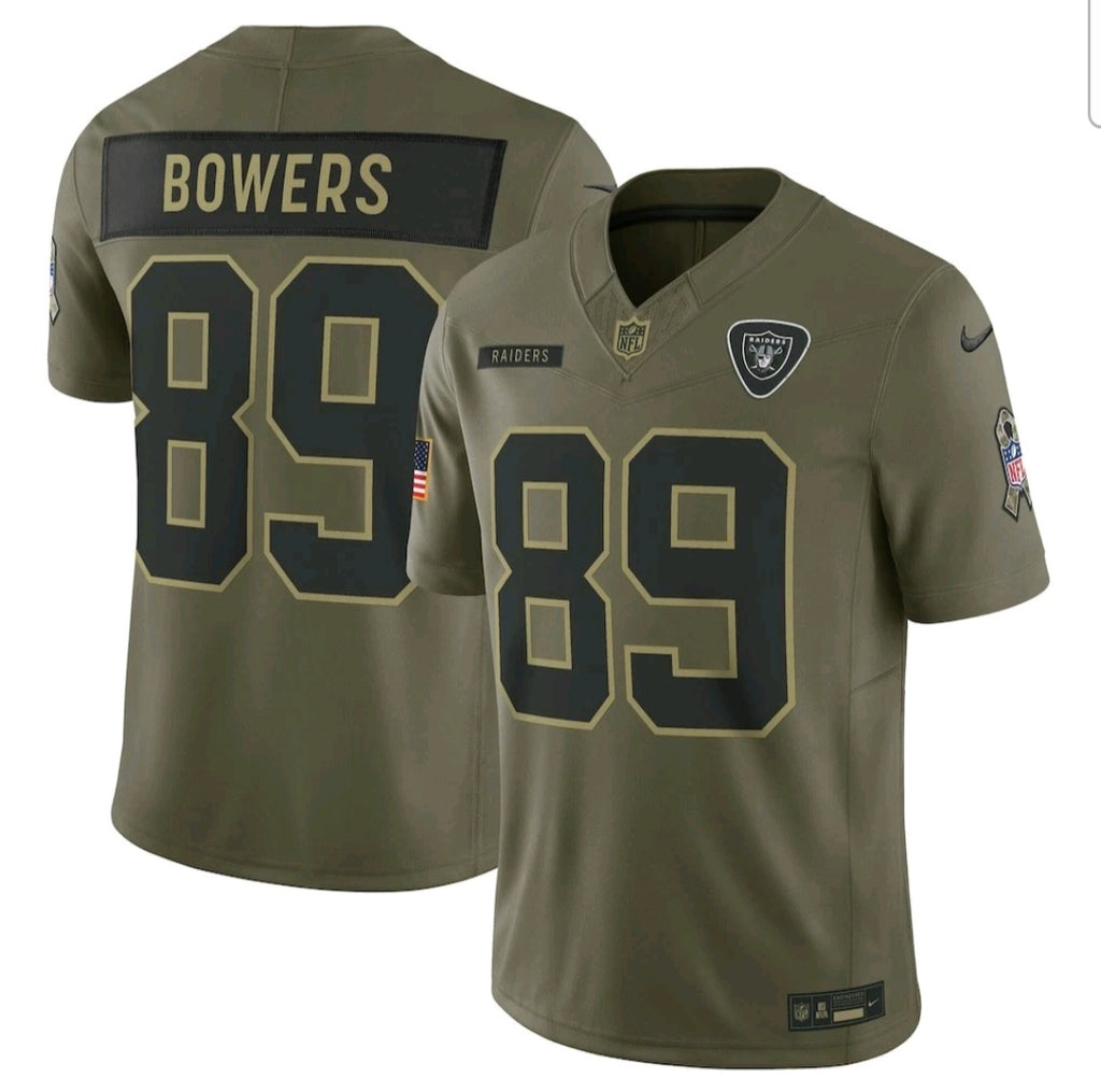 Brock Bowers Raiders Nike 2025 Salute to Service Limited Jersey - Olive XXL