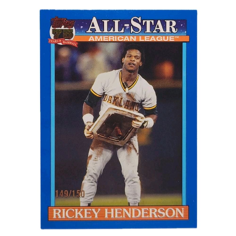 Rickey Henderson Oakland Athletics 2026 Topps All-Star 75 Years Anniversary All Stars Retro Blue Parallel SP 149 of 150 Card