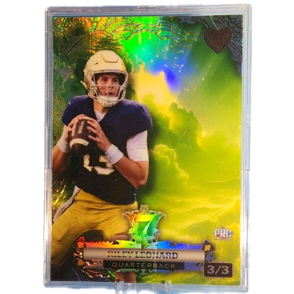 Riley Leonard Notre Dame - 2024 Wild Card "7 Card Studs Heart" 3 of 3 Green Prizm PRC Rookie Card