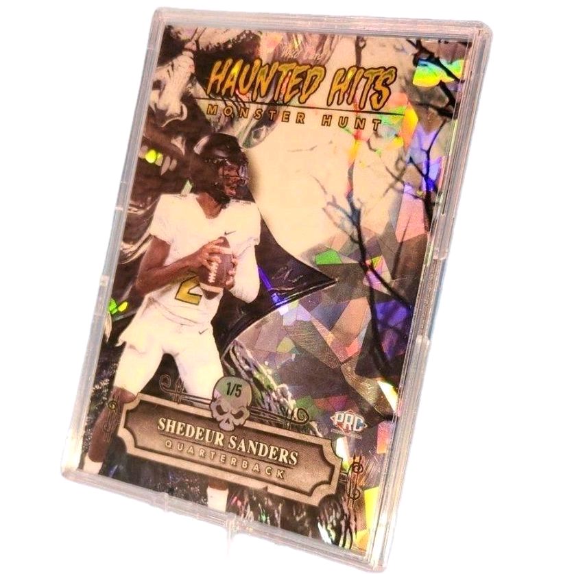 Shedeur Sanders Colorado Boulder - 2024 Wild Card Haunted Hits "Monster Hunt" Black & White Cracked Ice 1 of 5 Rookie Card