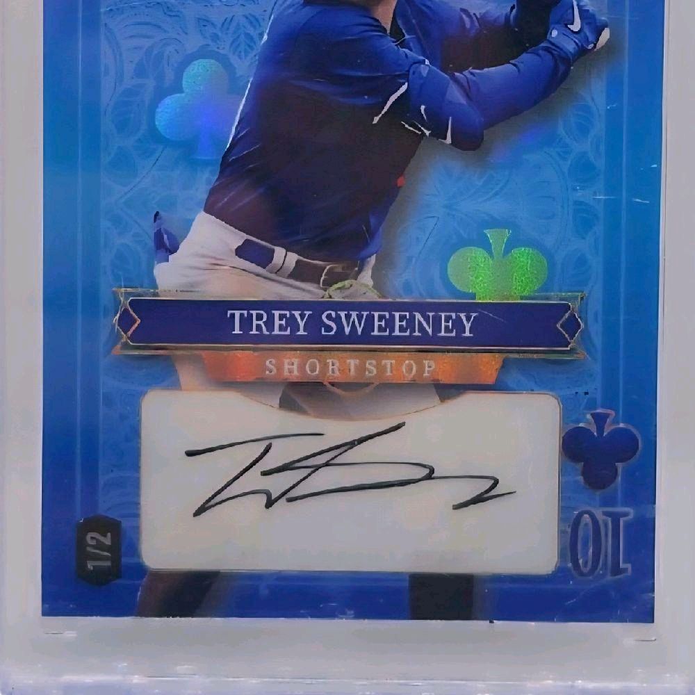 Trey Sweeney Detroit Tigers 2024 Wild Card "5 Stacked Deck" PRC Blue Foil Ace of Club (case hit) Autographed 1 of 2 Rookie Card