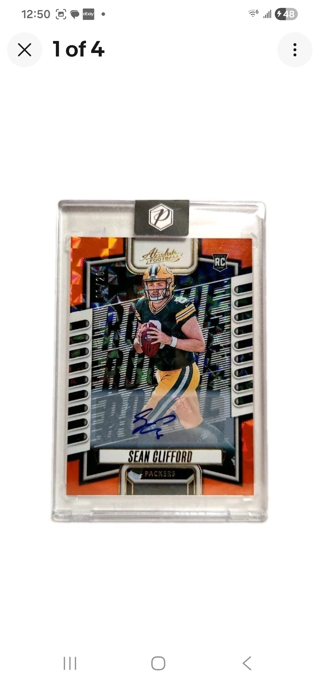 Sean Clifford Packers 2023 Panini A.F. Orange Spectrum Auto 1 of 20 Rookie Card