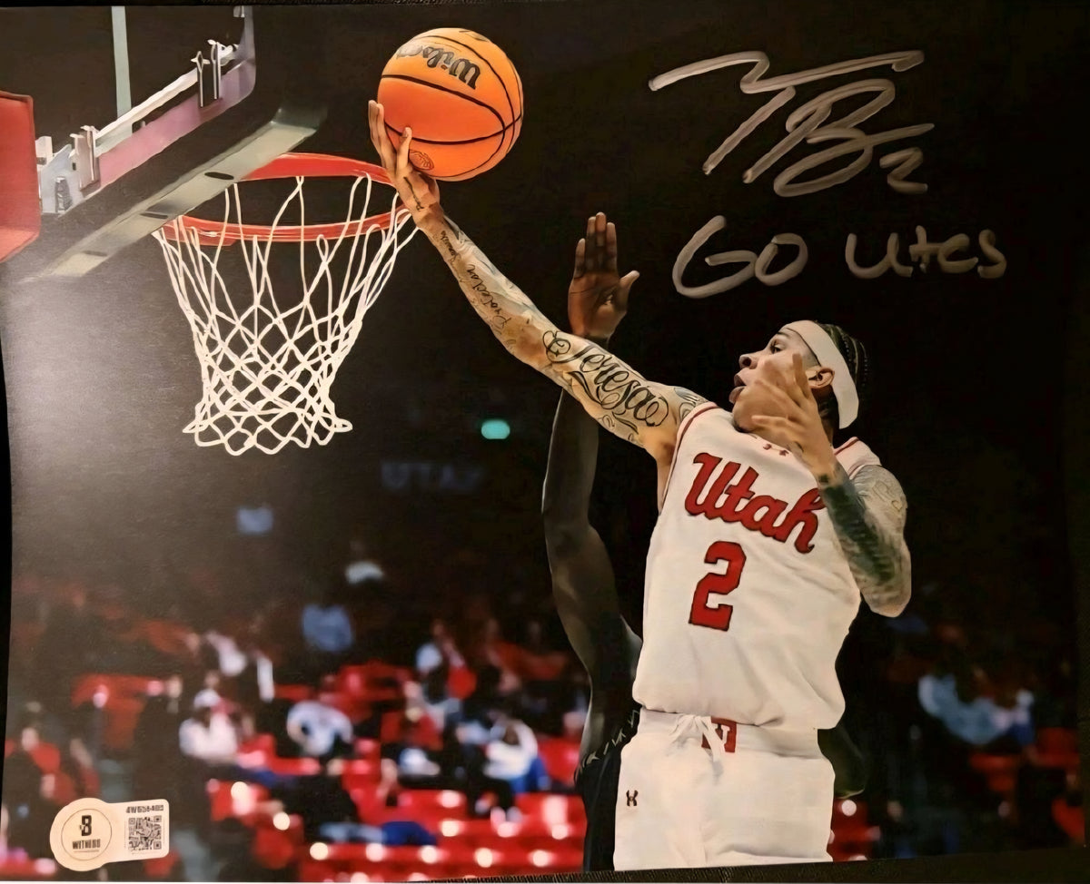 Terrence Brown Autographed & Inscribed "Go Utes" University of Utah Utes 8" X 10" Laminated Photo (Beckett Certified)