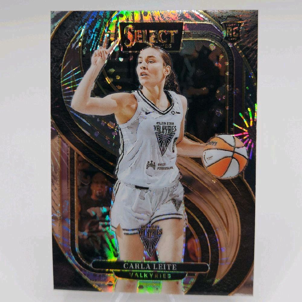 Carla Leite - Golden State Valkyries 2025 Select Premier Level "Silver Party Prizm" Parallel Super Short Print (SSP) Case Hit Rookie Card