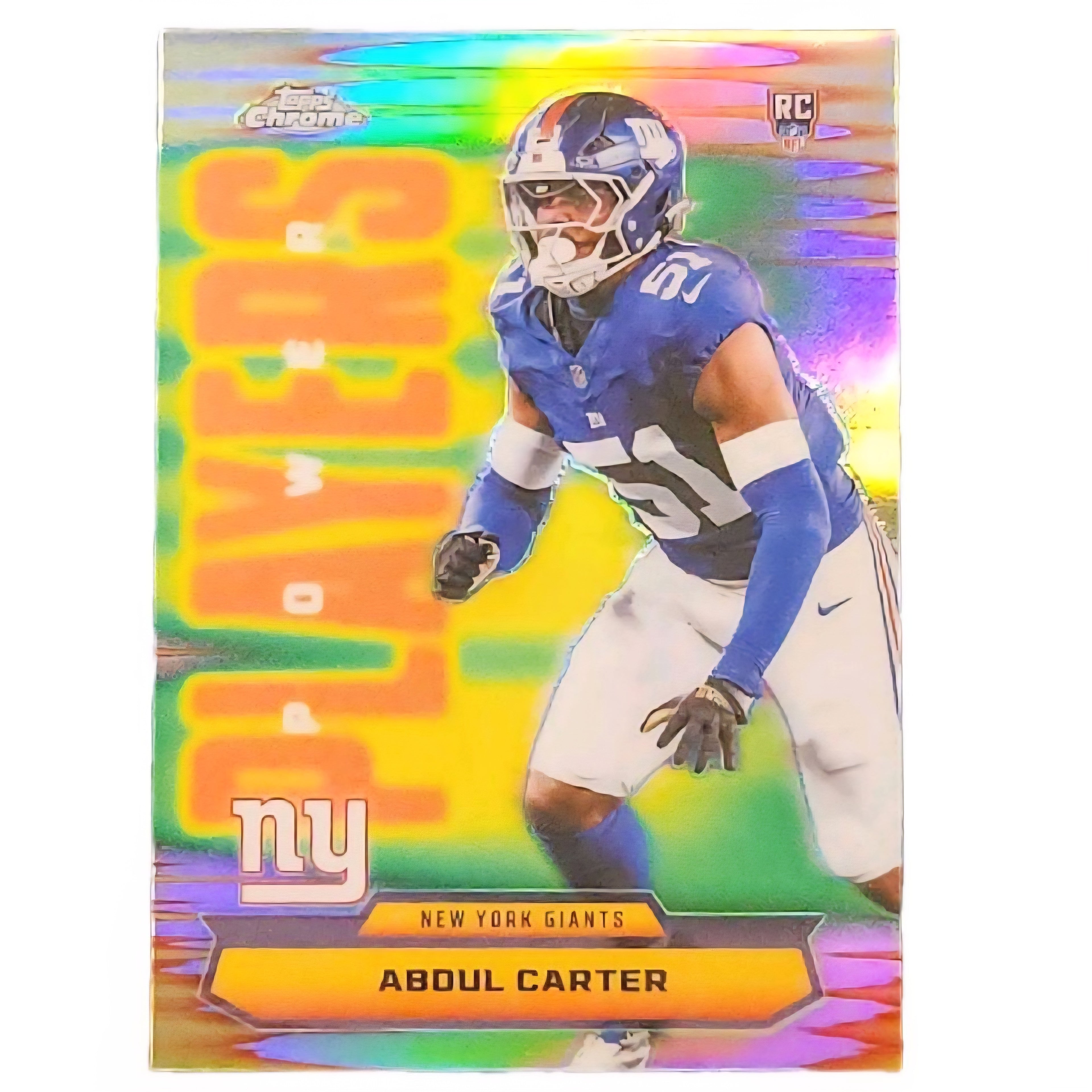 Abdul Carter NY Giants 2025 Topps Chrome Power Players Refractor Insert Rookie Card