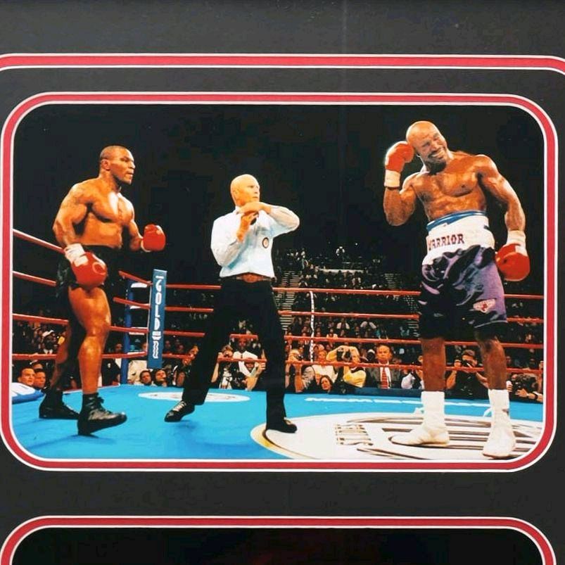 Mike Tyson (HOF) Custom Shadowbox Memorabilia Autographed Everlast Boxing Glove & Photo Commemorating The Infamous 1997 Tyson VS. Holyfield "Bite Fight" JSA & Tyson Hologram