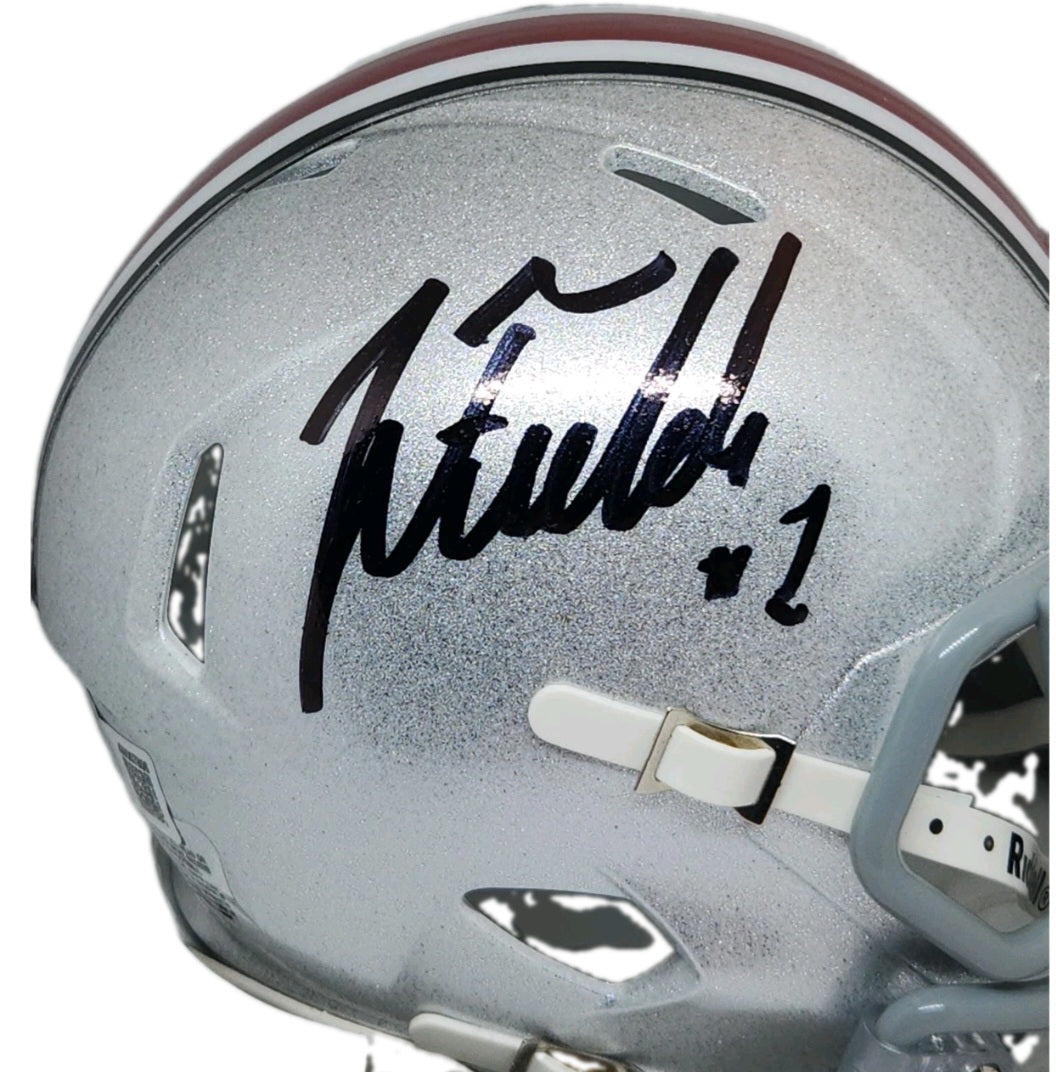 Justin Fields Ohio State University Autographed Riddell Speed Helmet - Beckett