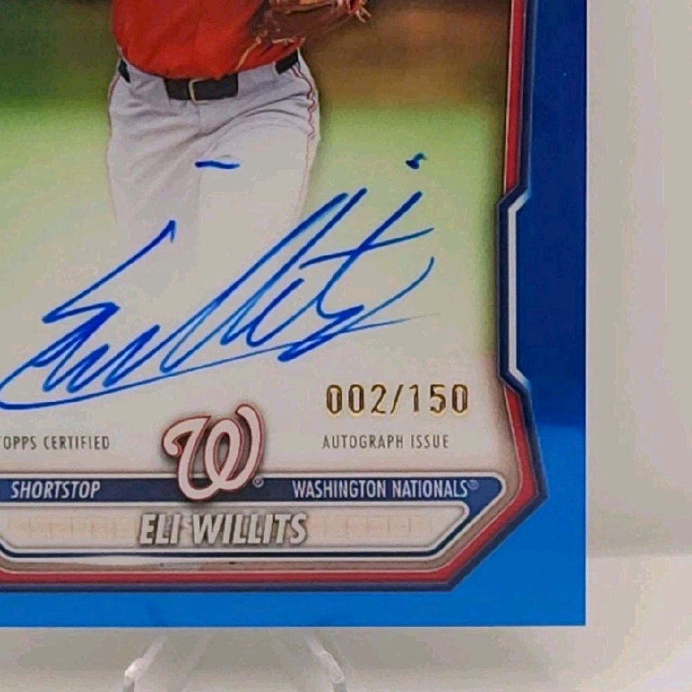 Eli Willits Nationals 2026 Bowman Chrome True Blue Autograph 002 Of 150 SP Card
