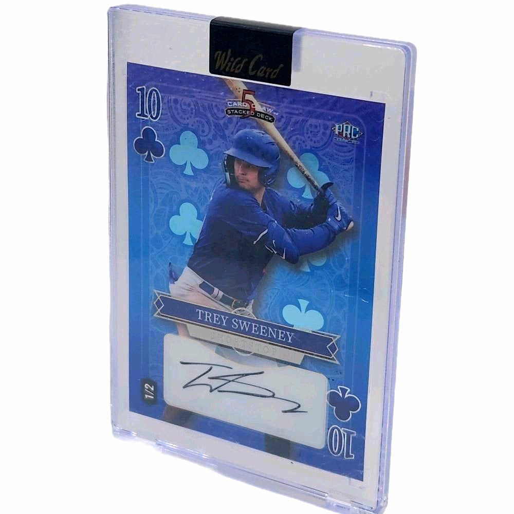 Trey Sweeney Detroit Tigers 2024 Wild Card "5 Stacked Deck" PRC Blue Foil Ace of Club (case hit) Autographed 1 of 2 Rookie Card