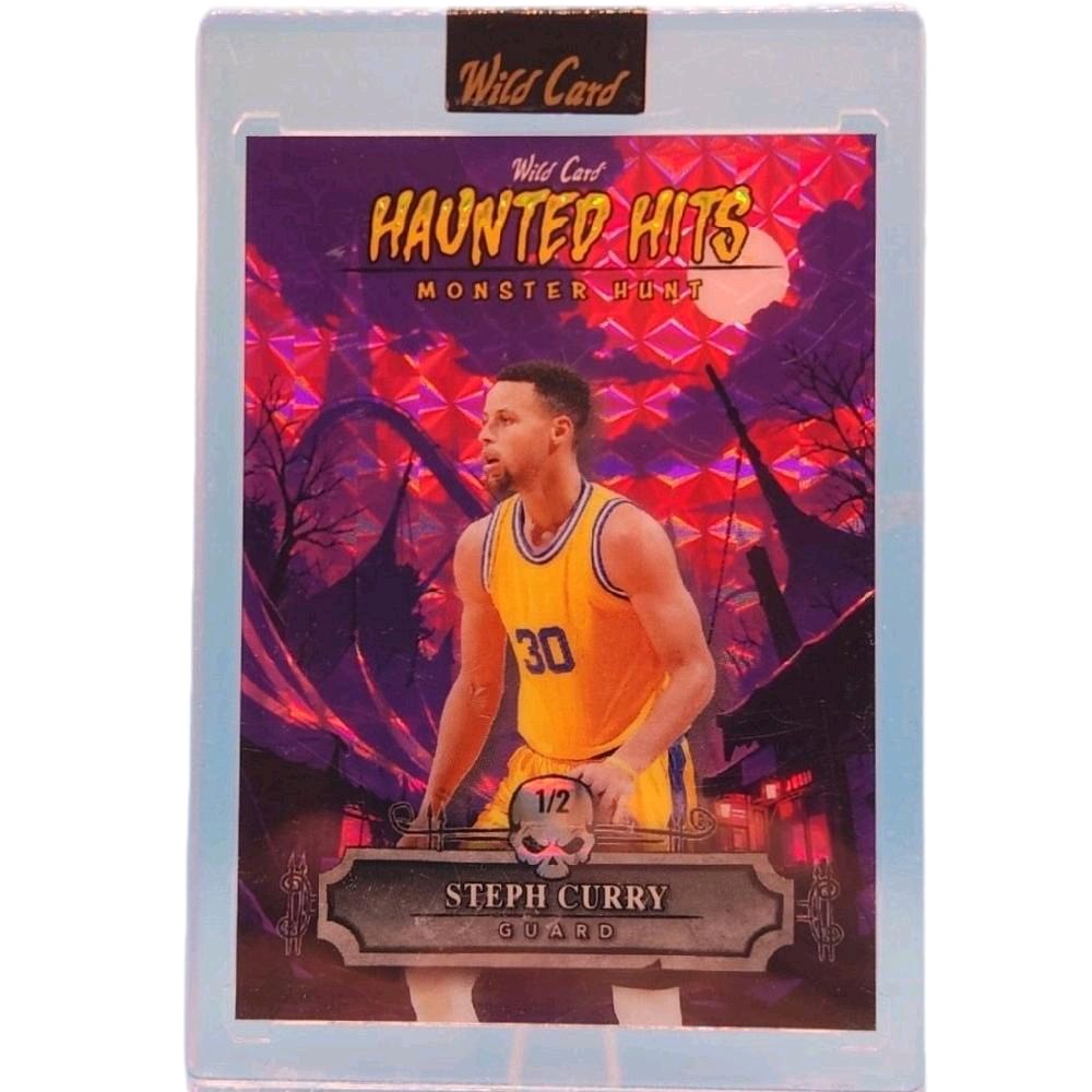Stephen Curry GoldenState Warriors  - 2025 Wild Cards "Haunted Hits" SP Monster Hunt Pink Prizm Village 1 of 2 Card
