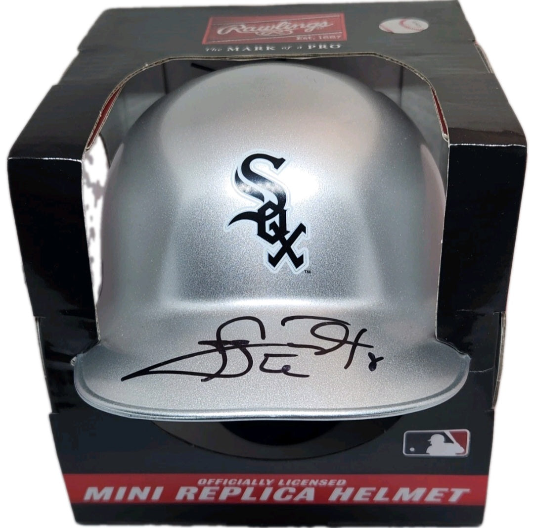 Carl Everett Chicago White Sox Autographed Mini Batting Rawlings Helmet - Leaf