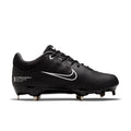 Nike Women's Hyperdiamond 4 Pro Metal in the Black / Pure Platinum/Iron Grey / Cool Grey Colorway Softball/ Baseball Cleats