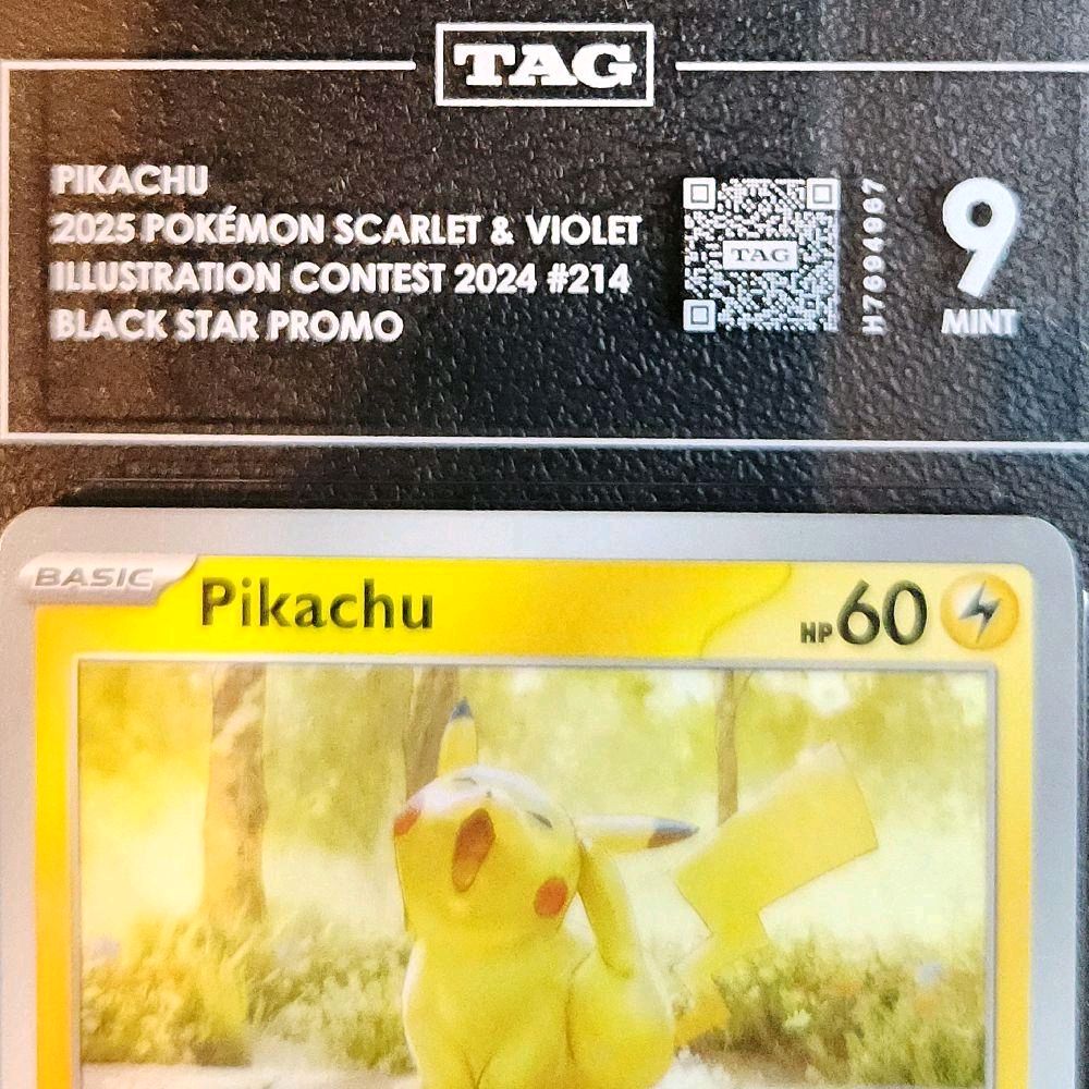 PIKACHU
2025 POKÉMON SCARLET & VIOLET ILLUSTRATION CONTEST 2024 #214 BLACK STAR PROMO Card (TAG MINT 9)
