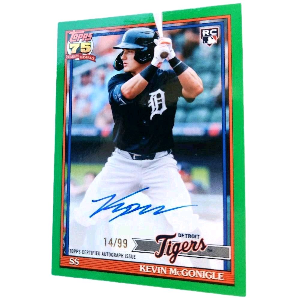 Kevin McGonigle Detroit Tigers 2026 Topps Series 2 "Topps 75 Years of Baseball Anniversary Green Autographed 14 of 99 Rookie Card
