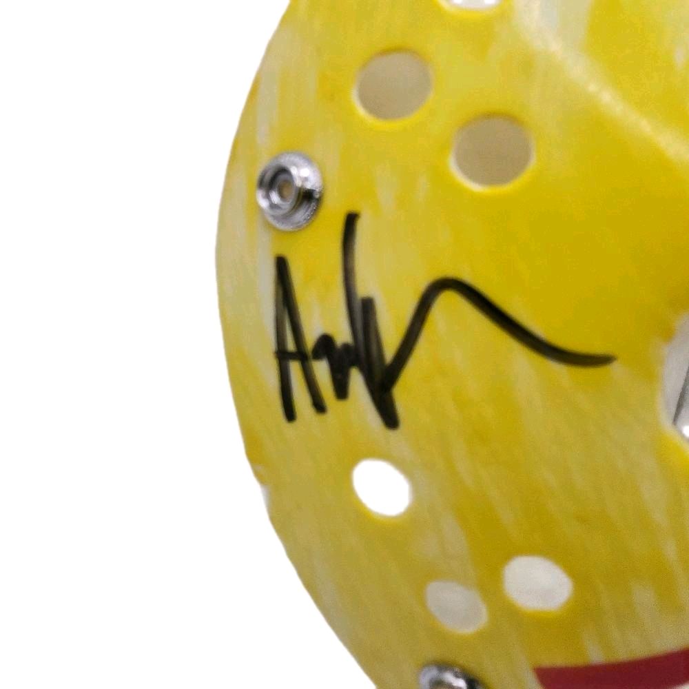 Friday The 13th Movie Jason Classic Yellow Hockey Mask Autographed / Inscribed "Fuck Freddy & Jason 1" By The Original Actor & Movie Icon Ari Lehman Beckett Authenticated