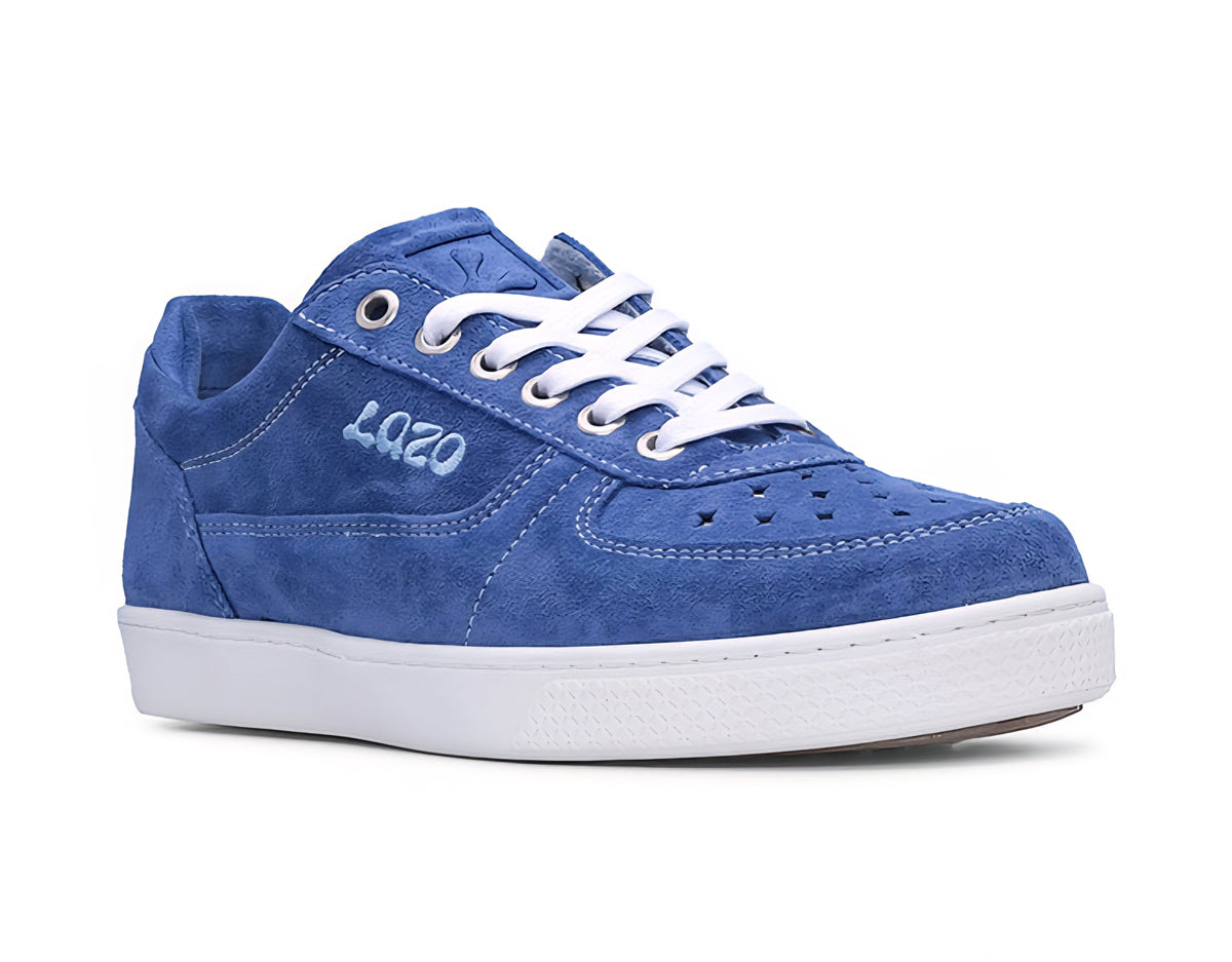 Lazo Women's Hypernova Sneaker Blue Suede Colorway On White Laces and Rubber Sole