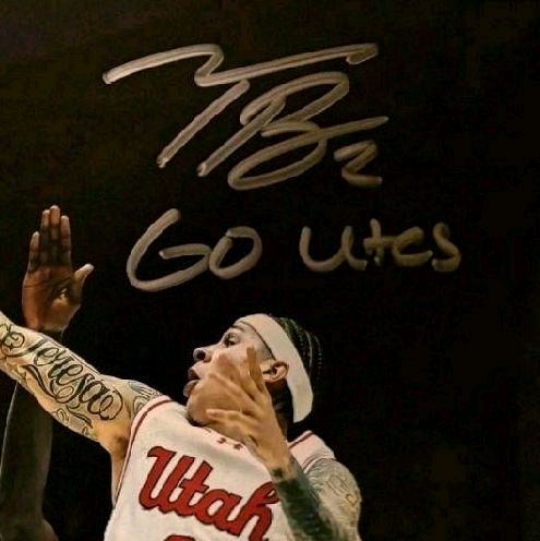 Terrence Brown University of Utah Utes Beckett Authenticated Autographed / Signed & Inscribed "Go Utes" 8" X 10" Laminated Photo