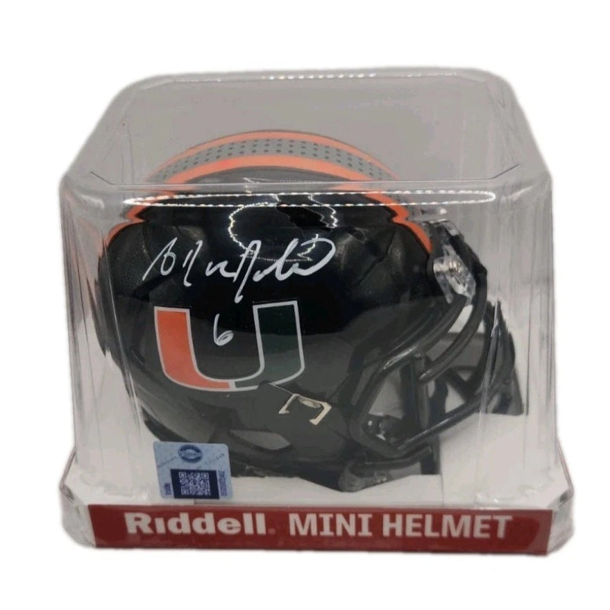 Antrel Rolle Autographed Miami Hurricanes Black Nights Authentic Mini Speed Helmet (Leaf Certified)